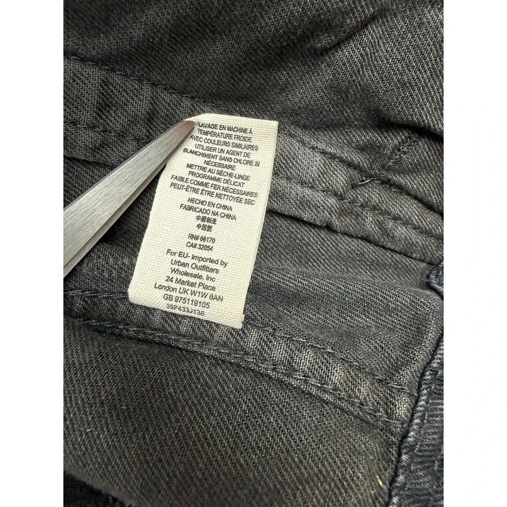 Free People Women's Black Distressed Jean Jacket Sweatshirt Sleeves No Hood Sz M